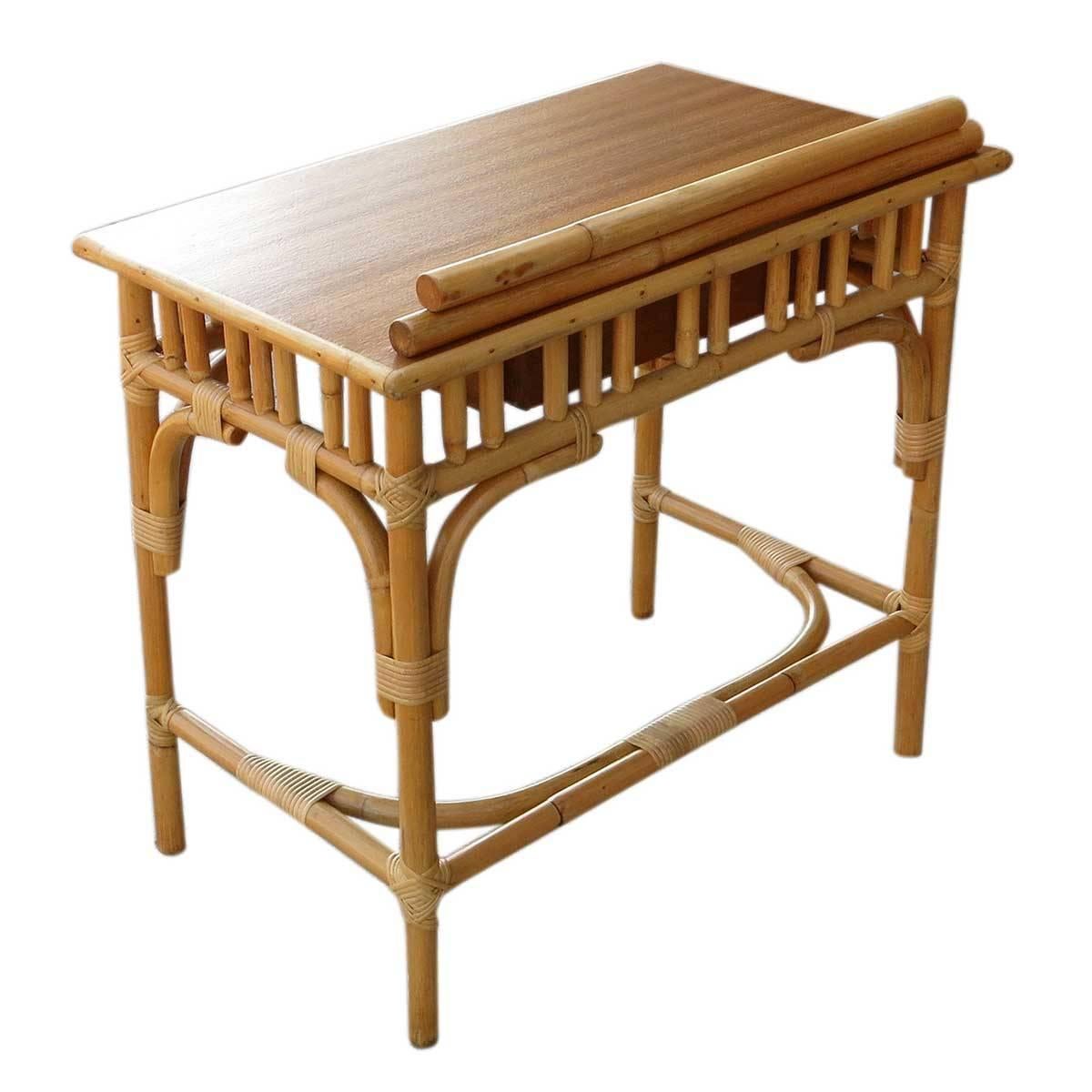 Restored Small MidCentury Rattan Secretarial Desk at 1stDibs small rattan desk