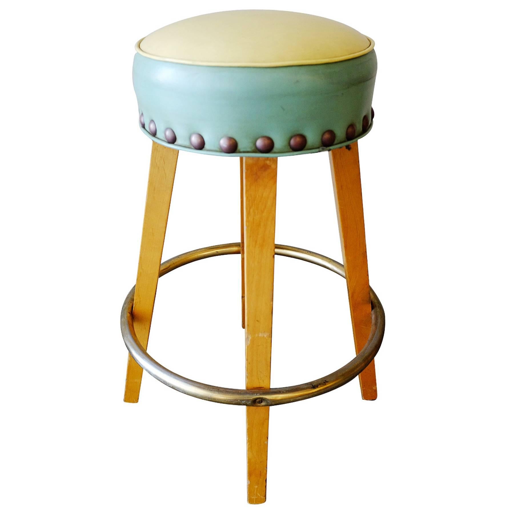 Mid-Century Modern Mid Century Style Bar Stools with Round Footrest, Set of Four