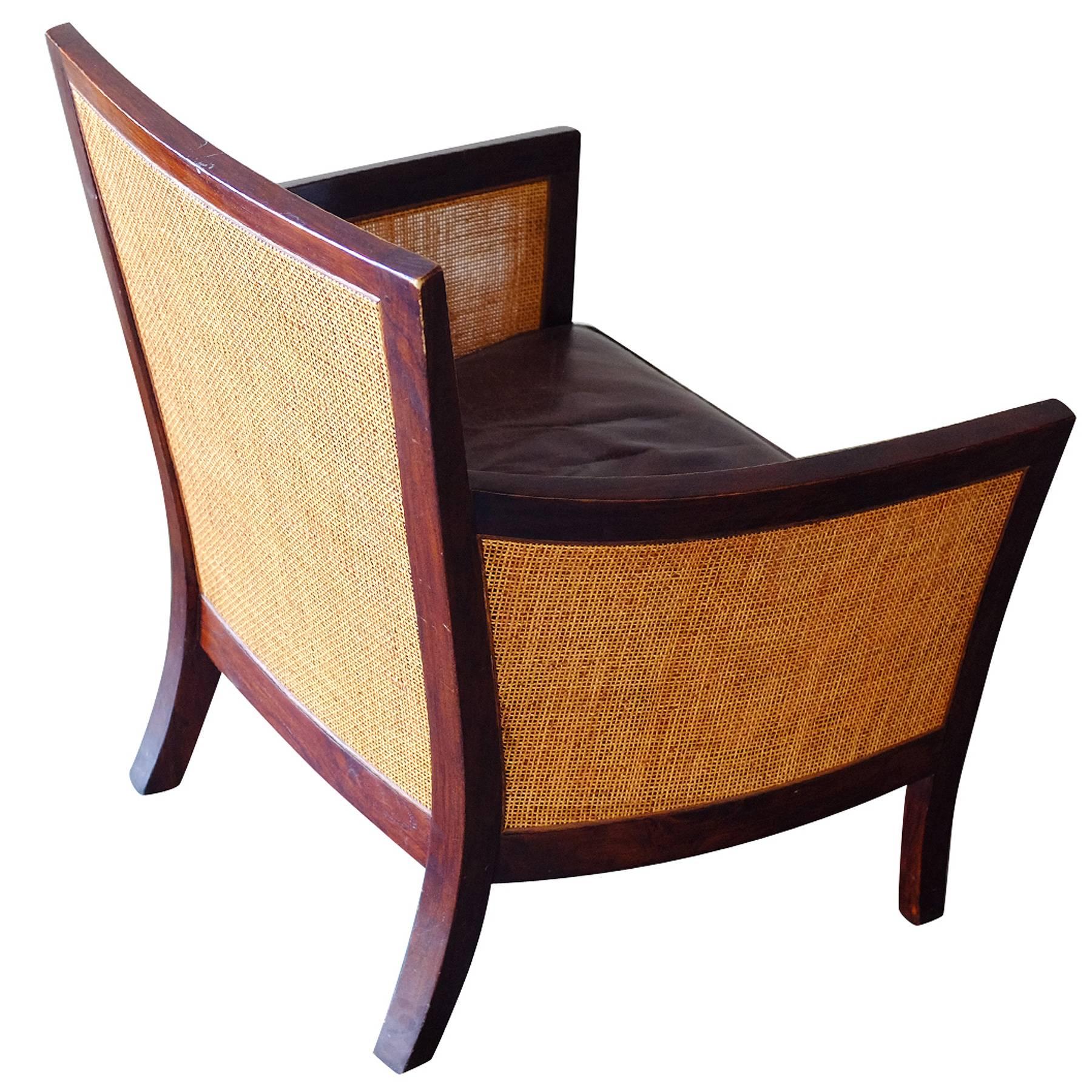 Contemporary Dark Stained Wicker Lounge Chair 2