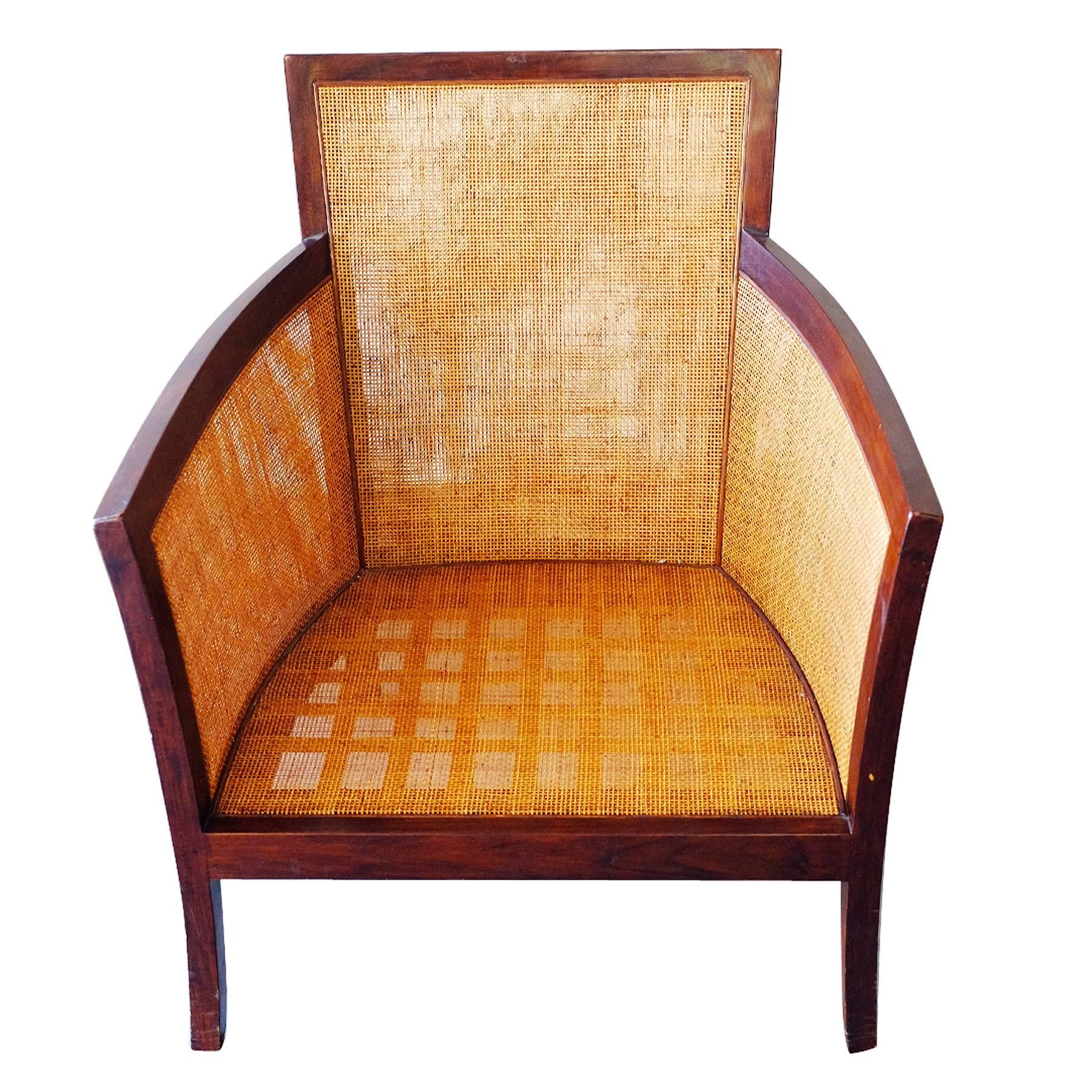 Contemporary Dark Stained Wicker Lounge Chair 4