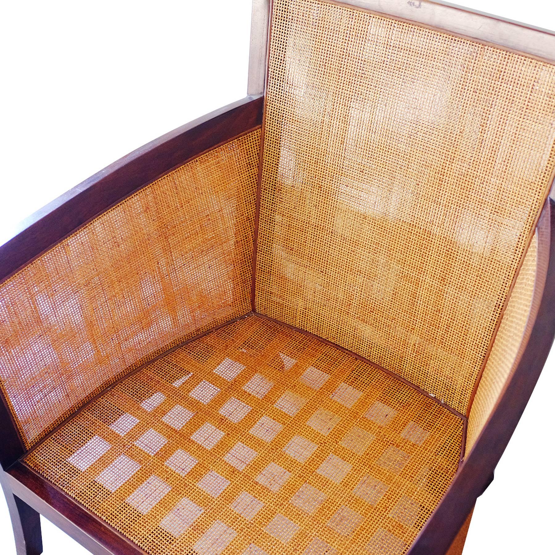 Contemporary Dark Stained Wicker Lounge Chair 5