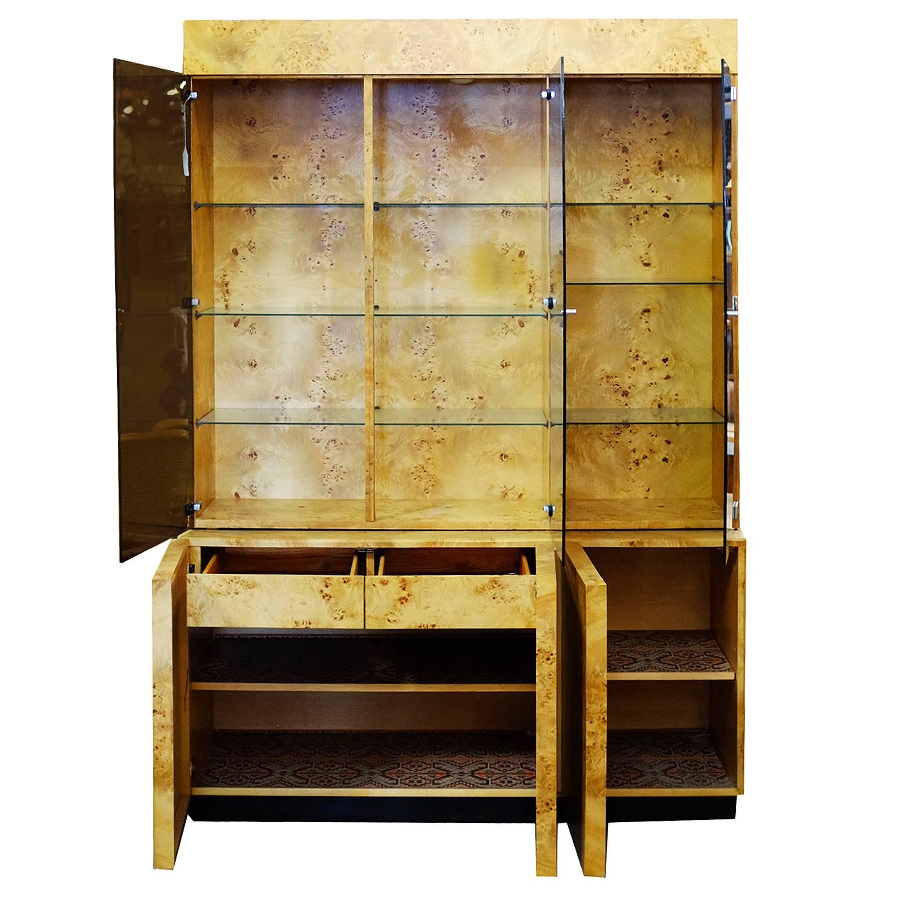 burl wood china cabinet