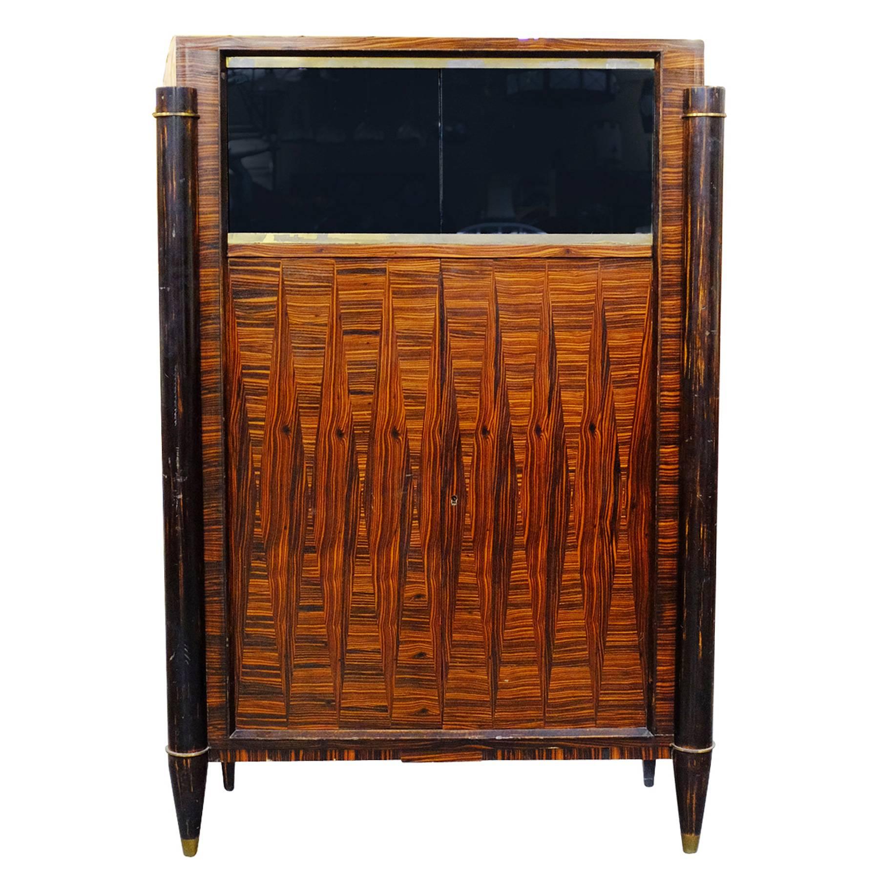 French High Style Art Deco Macassar Ebony Vitrine Cabinet