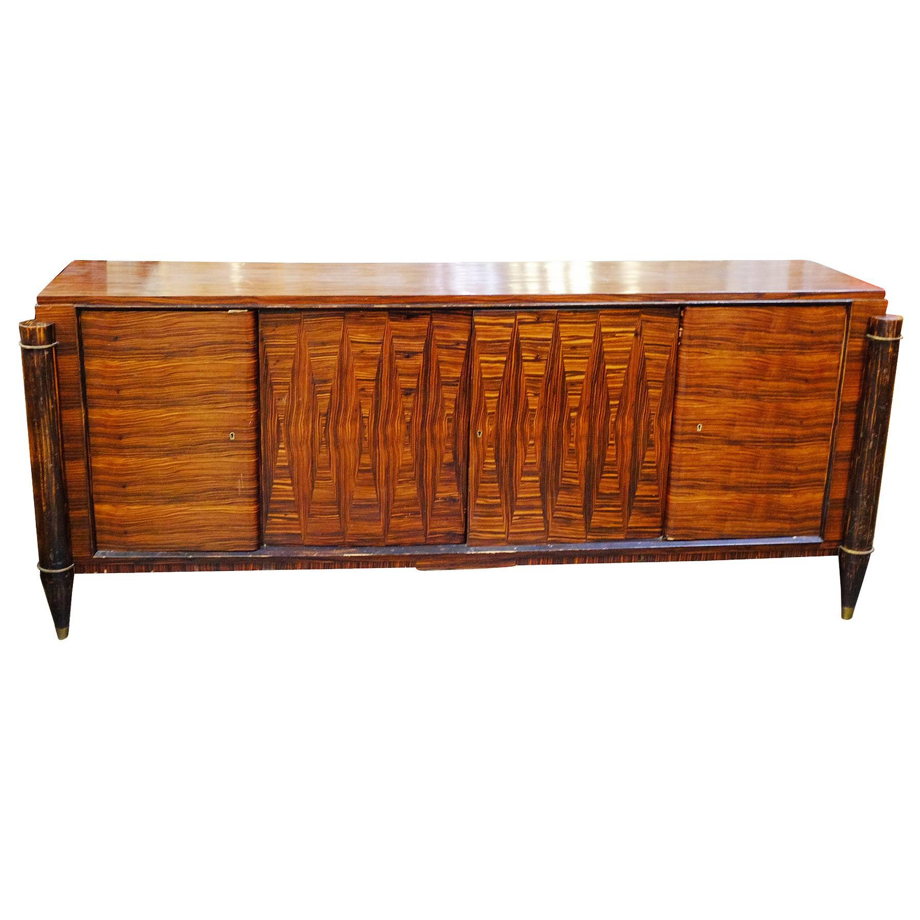 French High Style Art Deco Macassar Ebony Credenza