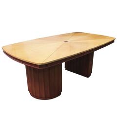 Eliel Saarinen Style Dining Table with Sculpted Bases and Inlay Top 7