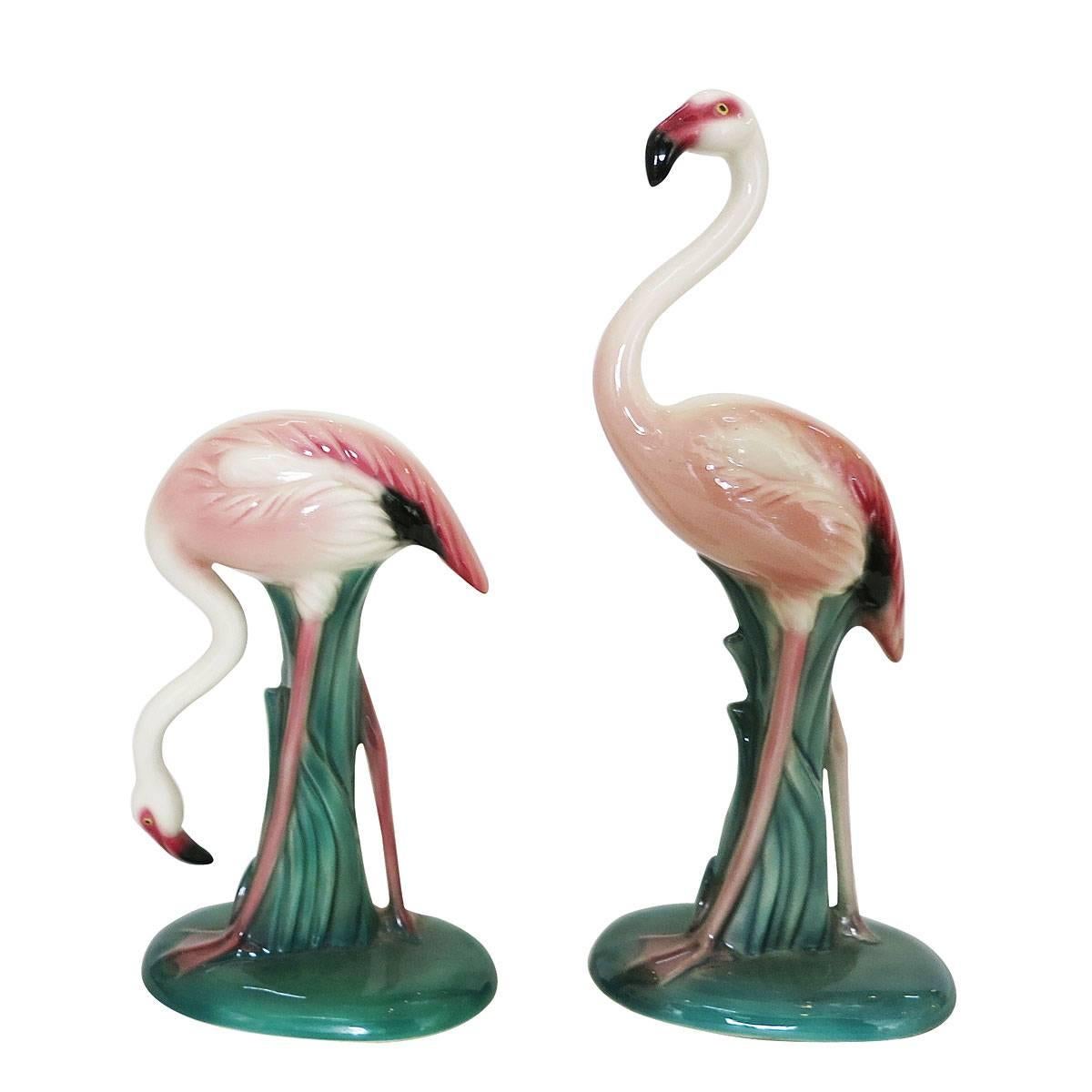 California Pottery Small Flamingo Statue Pair by Will-George