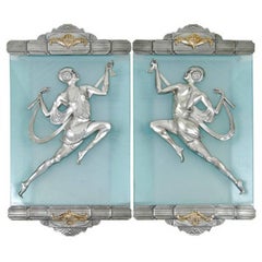 Art Deco Flapper Sconce Pair in the Style of Affortunato Gory
