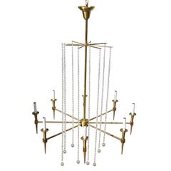 Solid Bronze Parzinger Style High Style Chandelier with Crystal **Saturday Sale* 8