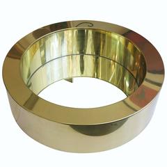 Large 24" Brass Disco Porthole Mirror by Curtis Jere, circa 1976