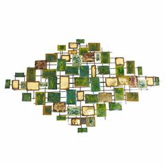 Brutalist Enameled Brass and Bronze Wall Sculpture by Mario Jason 11