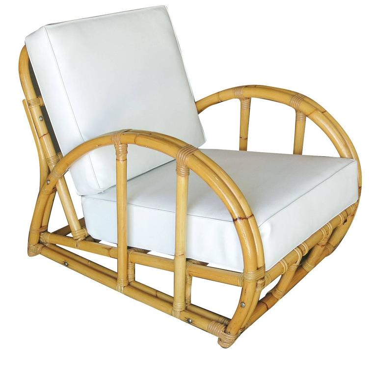 Restored Half Moon Rattan TwoStrand Lounge Chair For Sale at 1stdibs