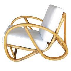 Restored 3/4 Pretzel Rattan Lounge Chair and Ottoman by Seven Seas Rattan