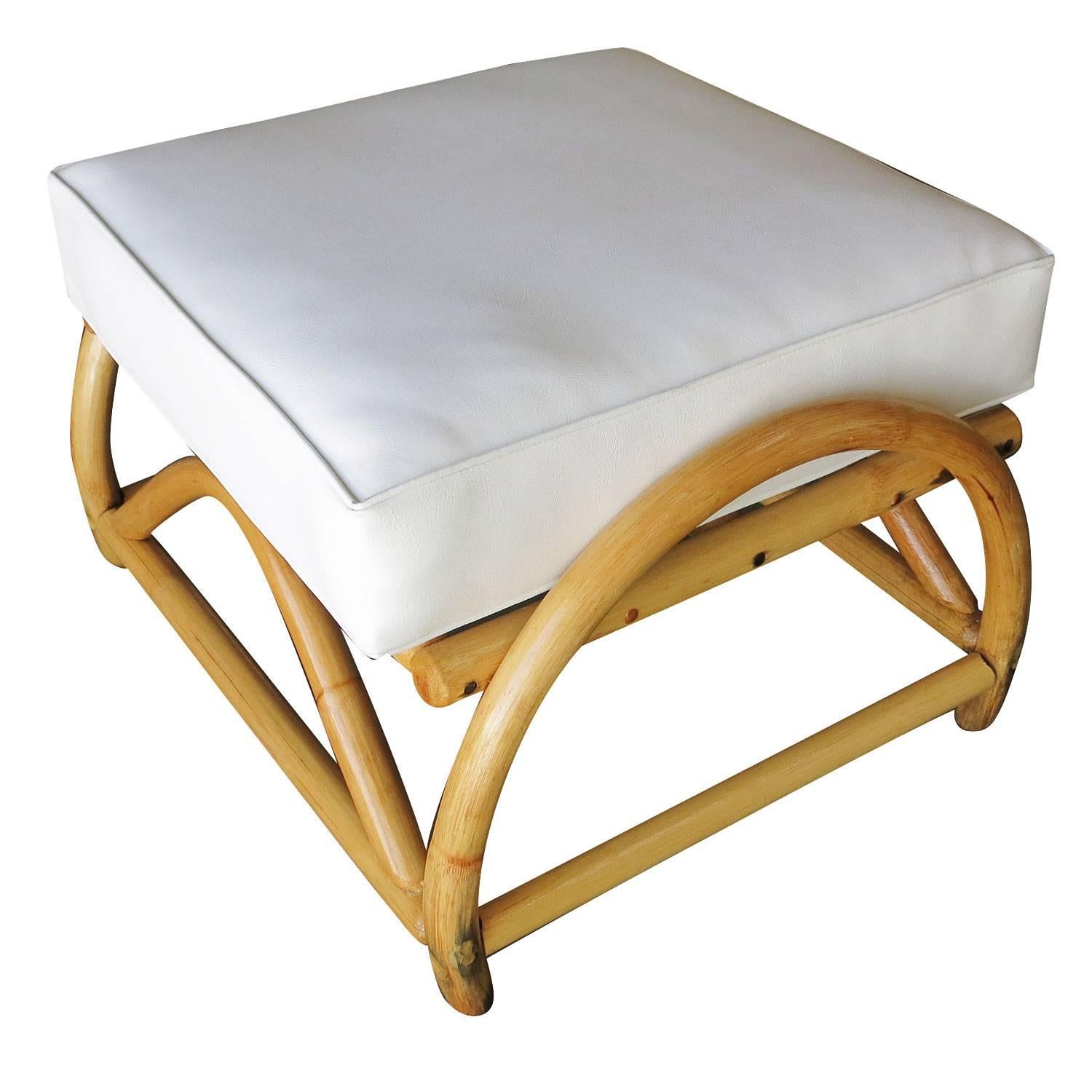 Mid-20th Century Restored 3/4 Pretzel Rattan Lounge Chair and Ottoman by Seven Seas Rattan