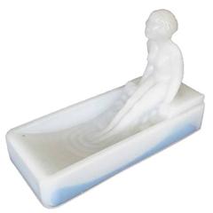 Art Deco Style H. Hoffman Milk Glass Art Glass Soap Dish