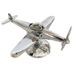 Vintage Chrome P-51 Mustang II Airplane Table Lighter by Negbaur