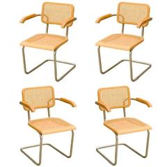 Marcel Breuer Wicker Back Chrome "Cesca" Chairs 11