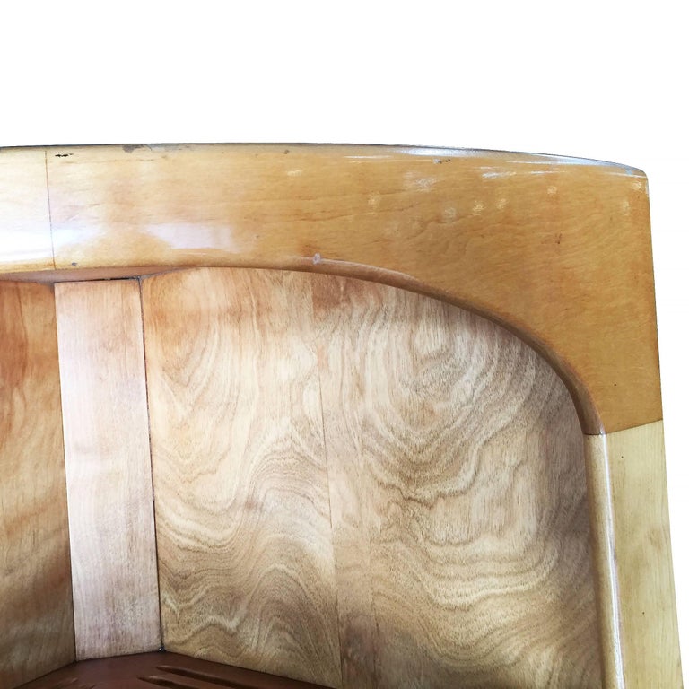 Heywood Wakefield Blonde Streamline Maple Corner Cupboard For