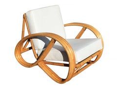 Restored 3/4 Pretzel Rattan Lounge Chair and Ottoman