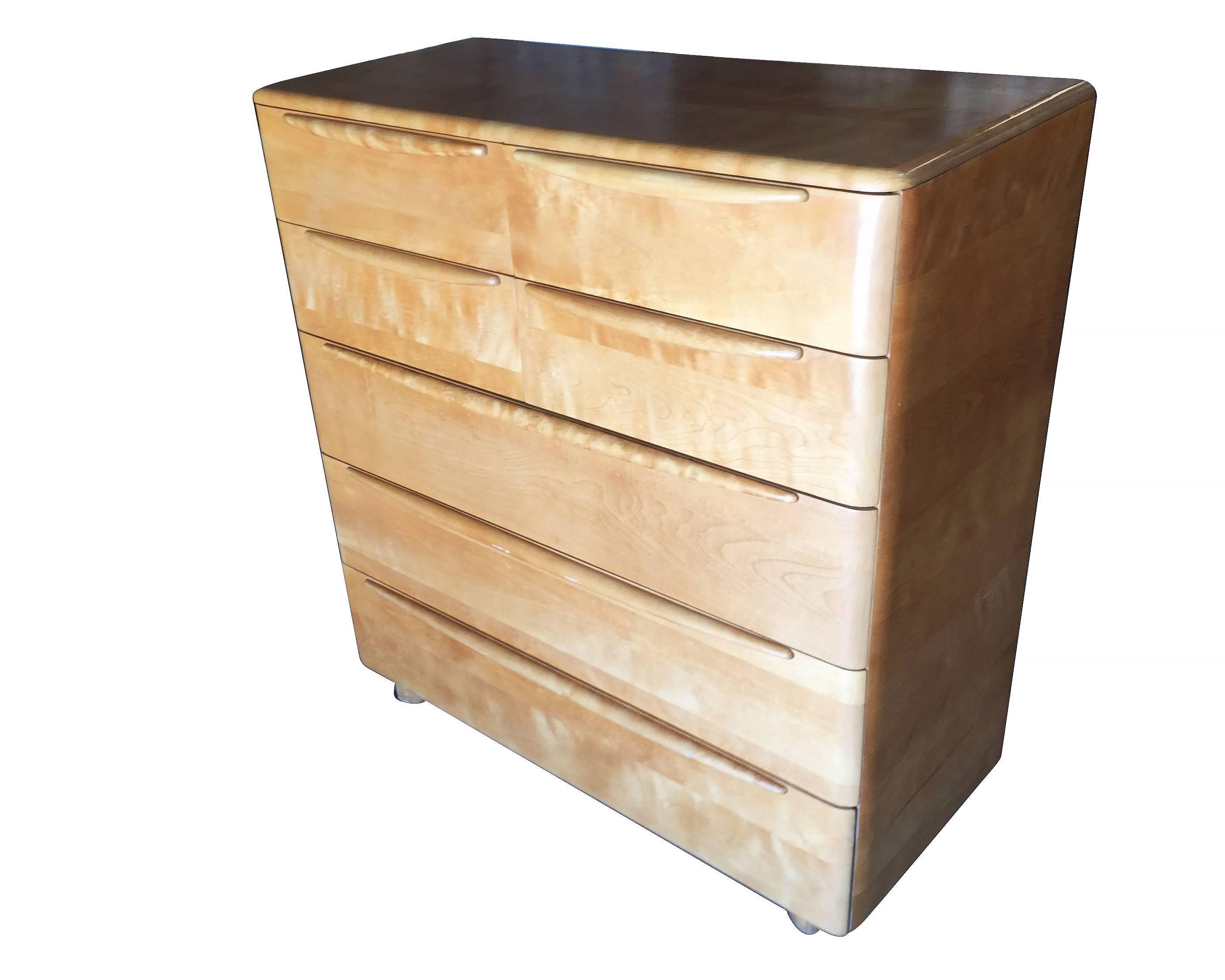 Mid-Century Modern Heywood Wakefied Blonde Streamline Maple Highboy Drawers  **Saturday Sale**