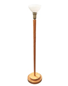 Russel Wright Style Hand-Carved Torchiere Floor Lamp, Pair