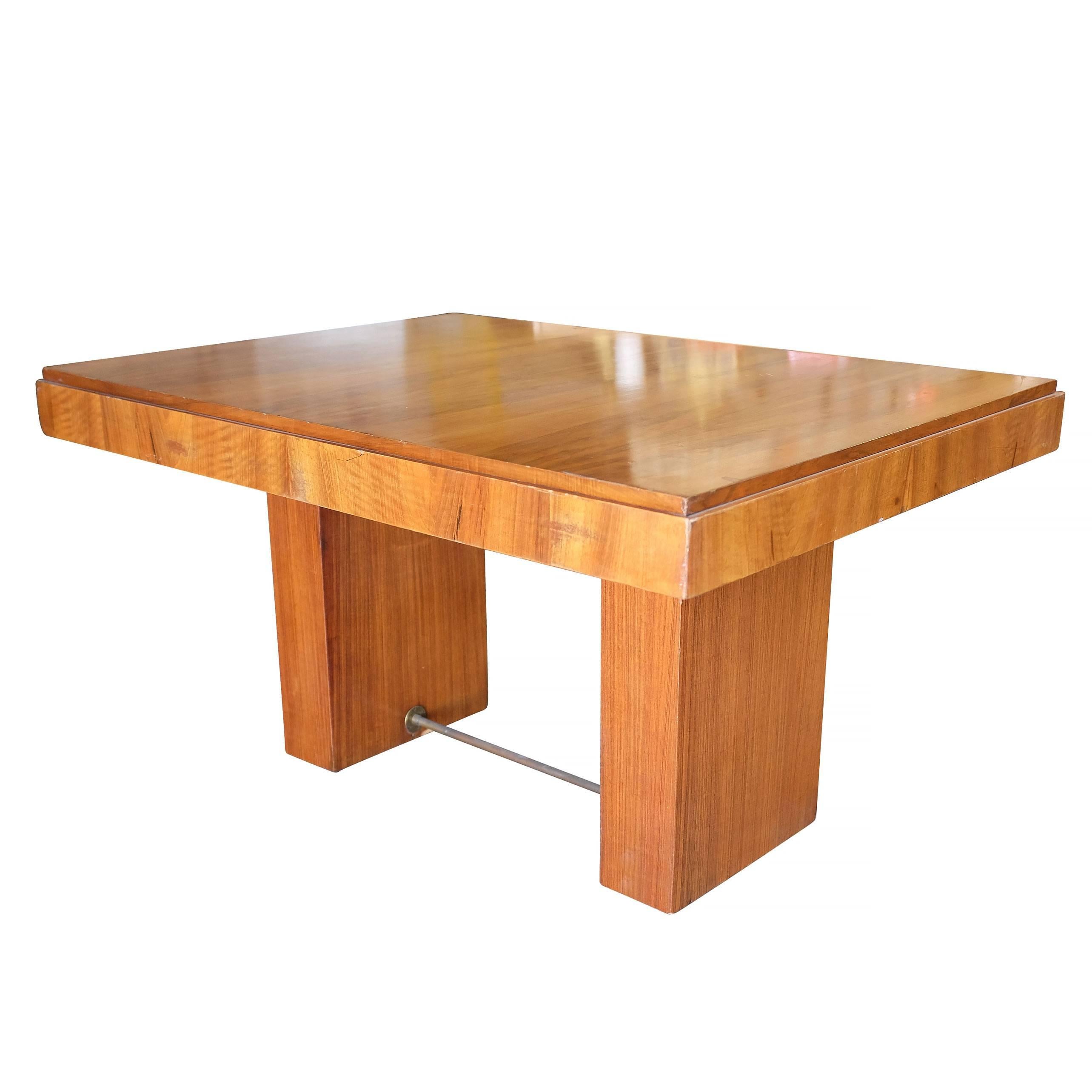 American Charles Dudouyt Cubist Inspired Walnut Desk / Dining Table