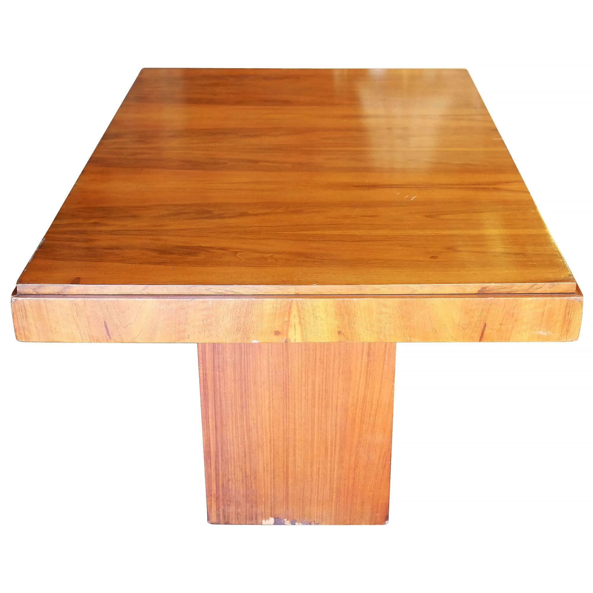 Art Deco Charles Dudouyt Cubist Inspired Walnut Desk / Dining Table