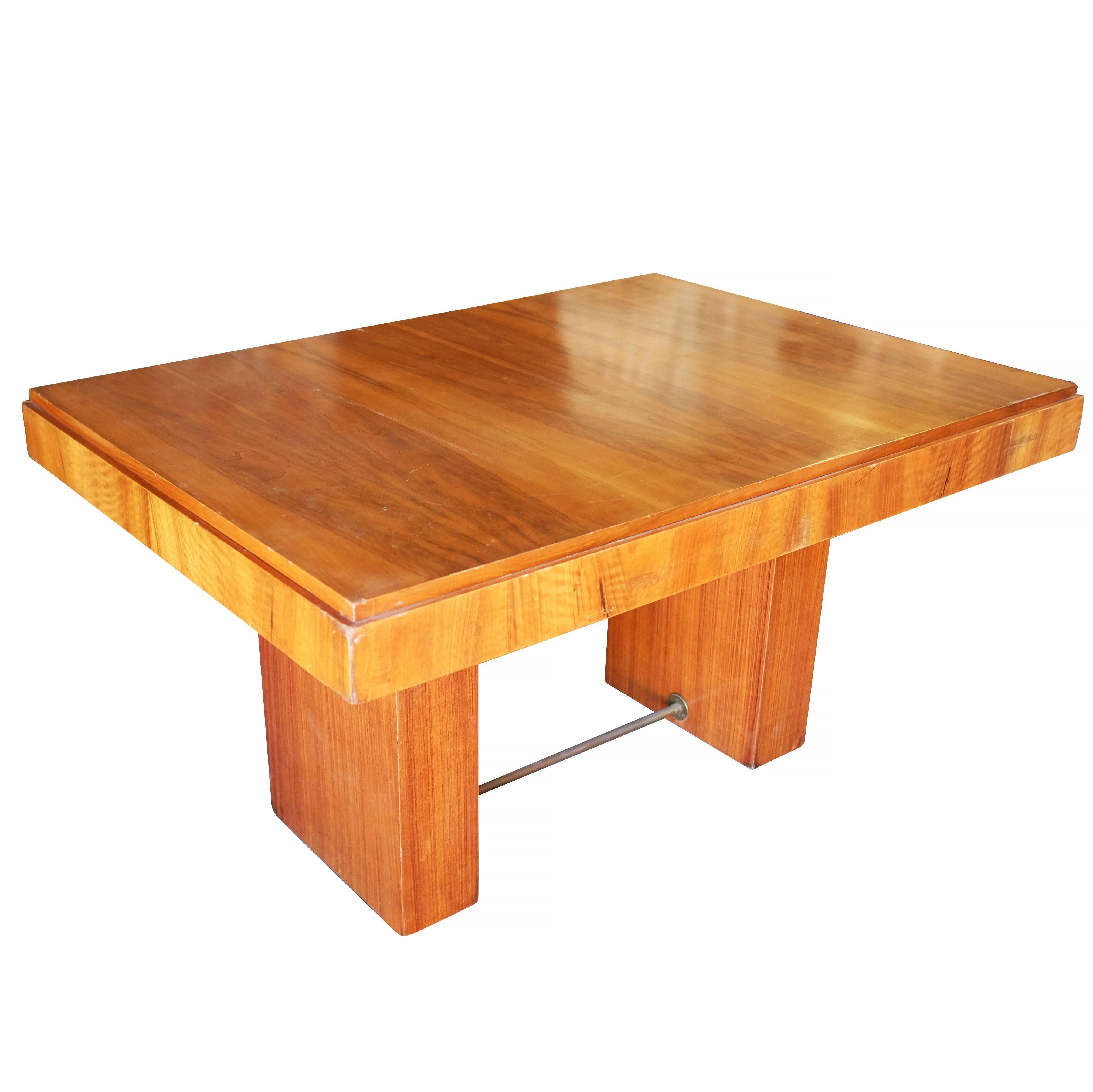 Charles Dudouyt Cubist Inspired Walnut Desk / Dining Table In Excellent Condition In Van Nuys, CA