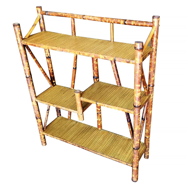 Tiger Bamboo ThreeTier Bookshelf/Rack with Rice Mat Shelves at 1stdibs