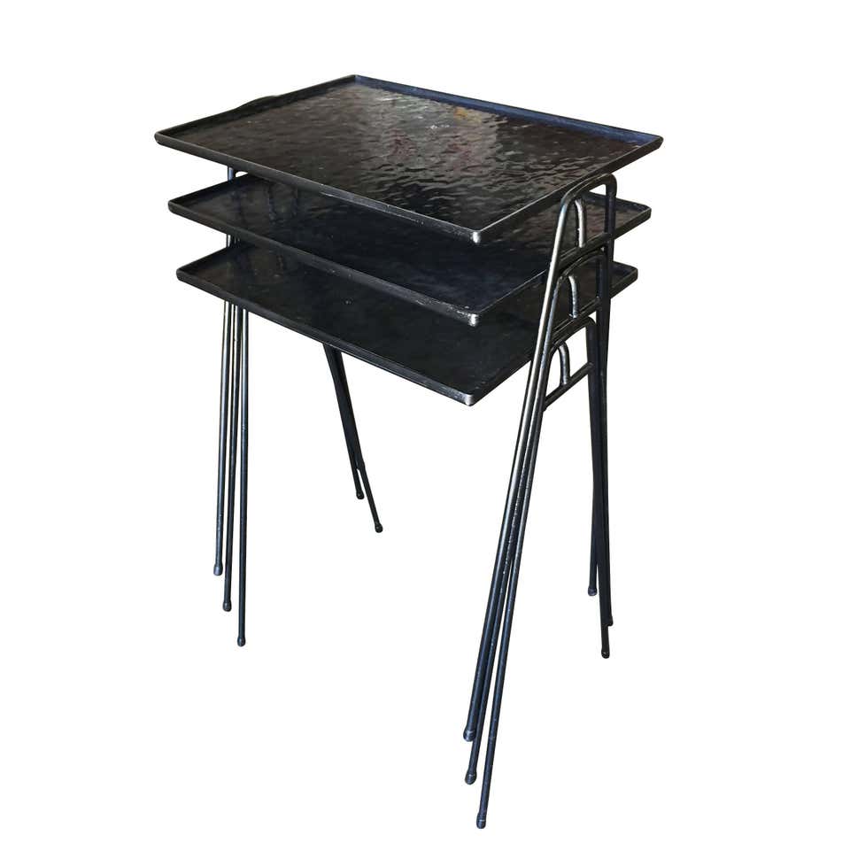 Frederic Weinberg Style Stackable Tables w/ Hairpin Legs For Sale at ...