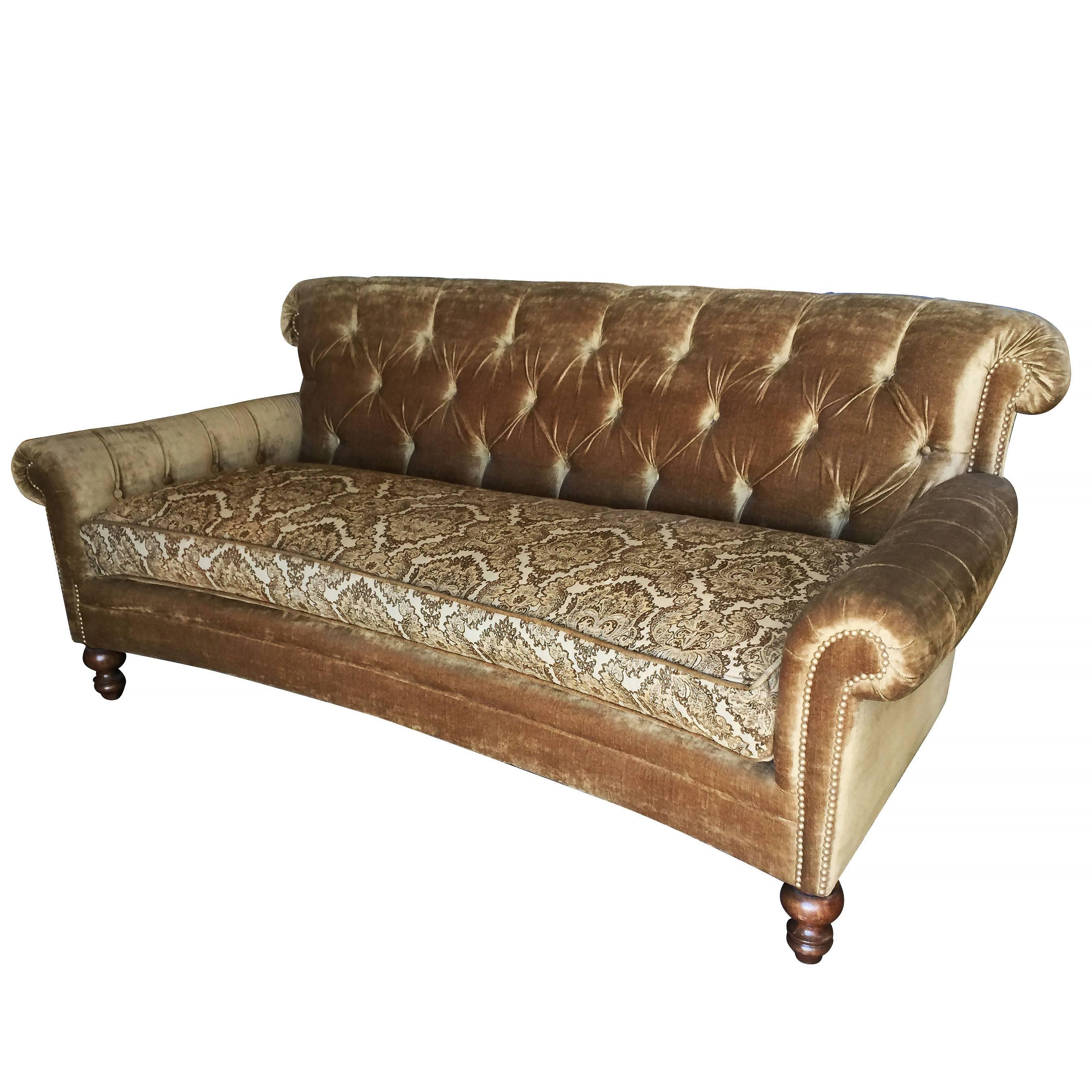 Green Chesterfield Style Tufted Sofa