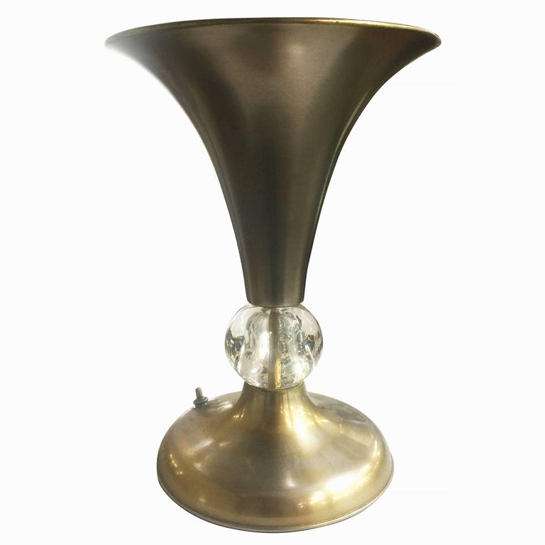 Aluminum Mid Century Half Glass Torchiere Table Lamp For At 1stdibs Vintage Mid Century Aluminum Half Glass Torchiere Table Lamp With Leaded Center Accent