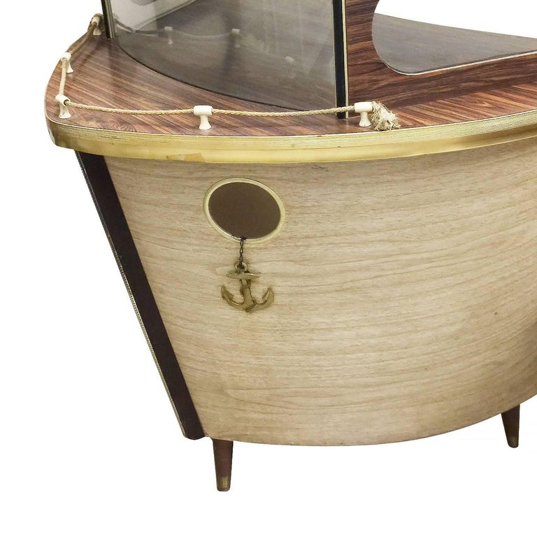 MidCentury Novelty Yacht Bow Cocktail Bar by Barget of London at 1stDibs