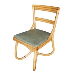 Mid-Century Loop Leg Rattan Dining Side Chair, Set of Three