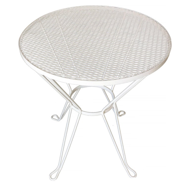 Woodard Round Mesh Steel Outdoor Patio Side Table Circa 1950 For Woodard Round Mesh Steel Outdoor Patio Side Table Circa 1950 For