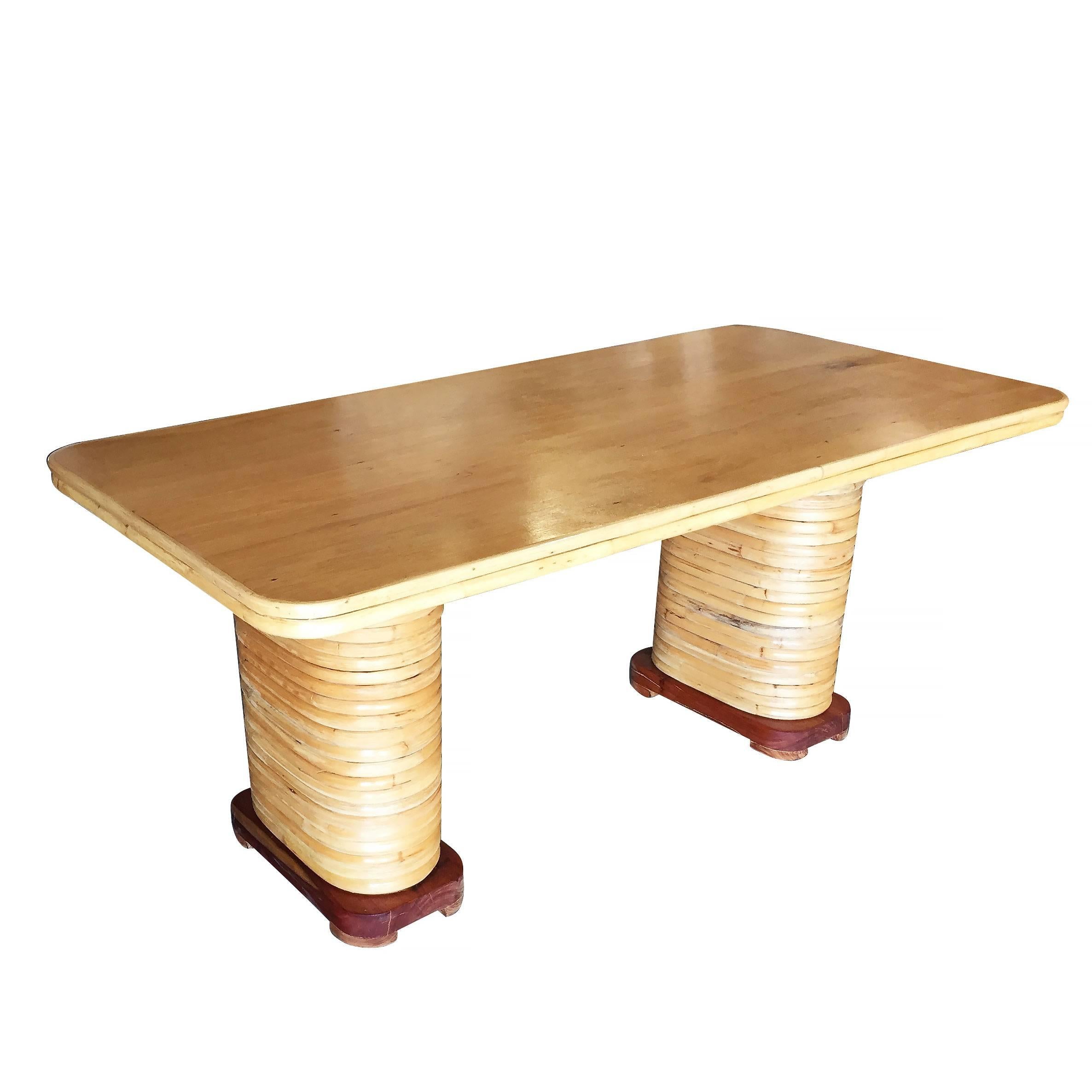stacked rectangular dining table