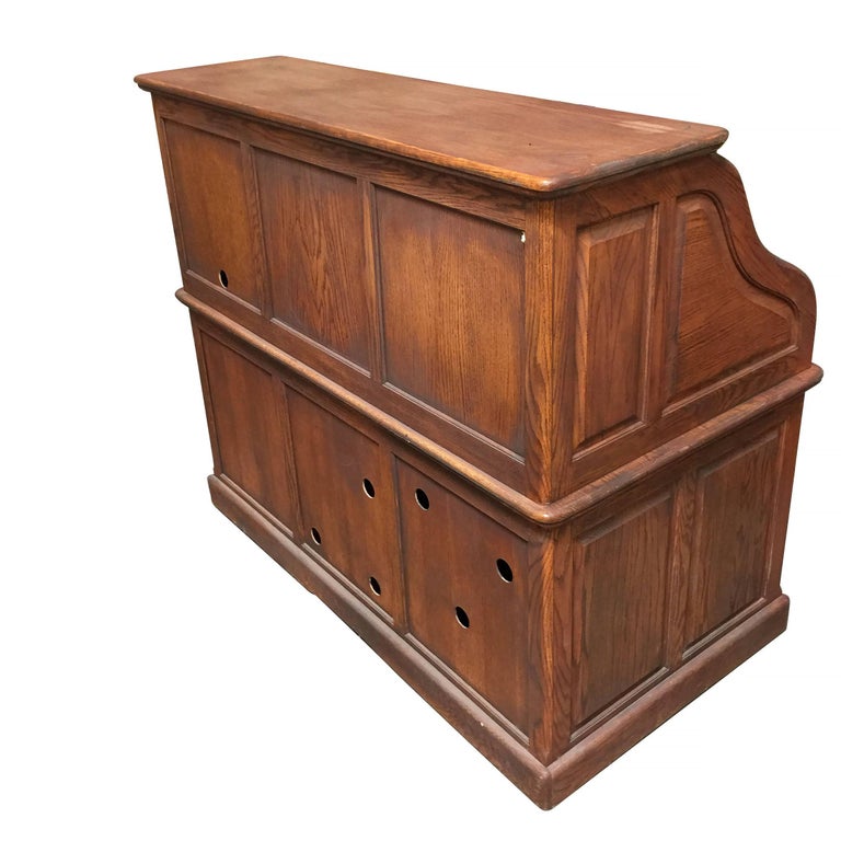 Mission Style Hardwood Roll Up Computer Desk by Stuarts at 1stDibs