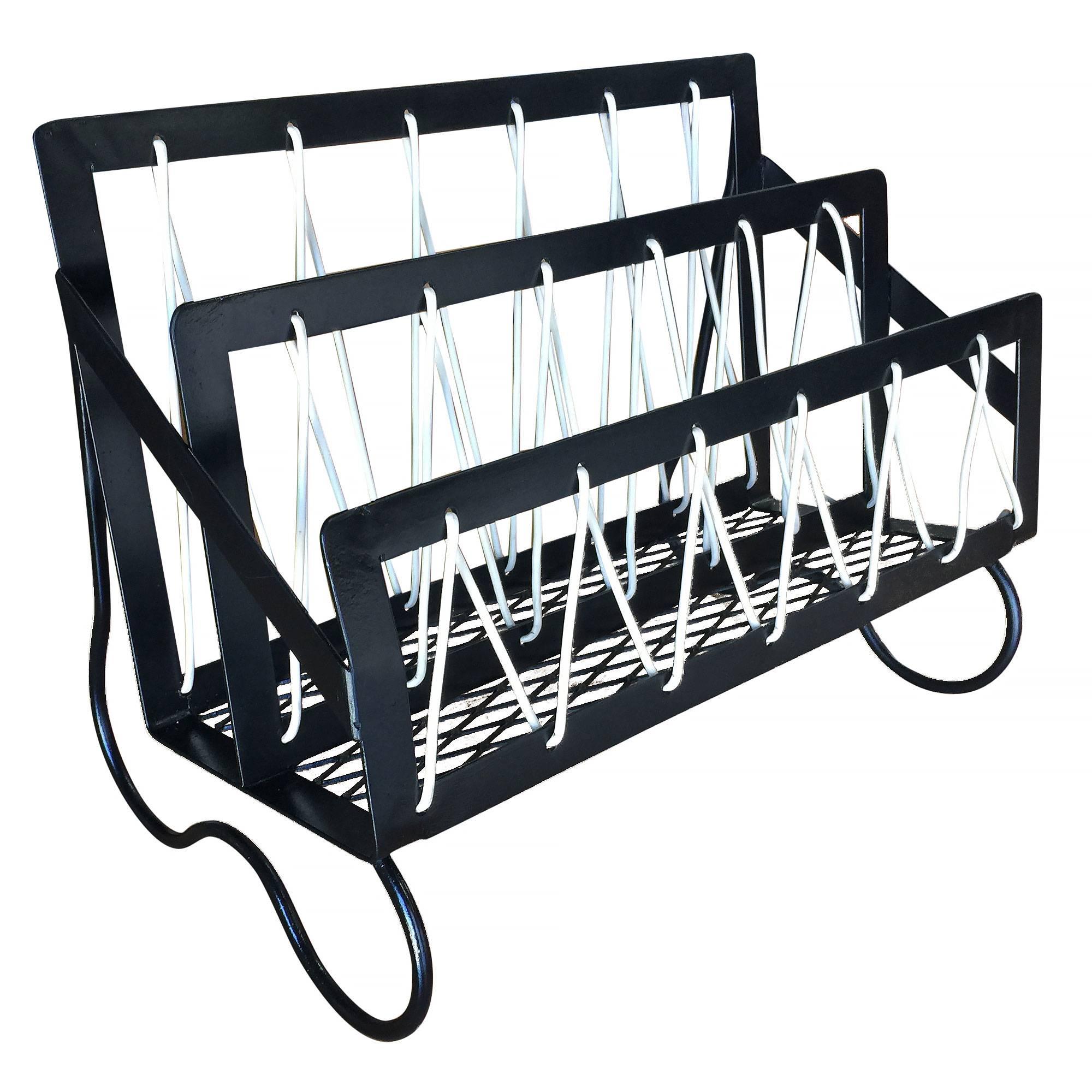 Walter Lamb Style Iron and Rope Magazine Stand For Sale