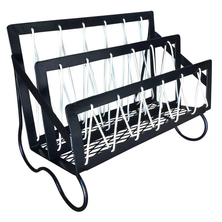 Walter Lamb Style Iron and Rope Magazine Stand For Sale at 1stDibs