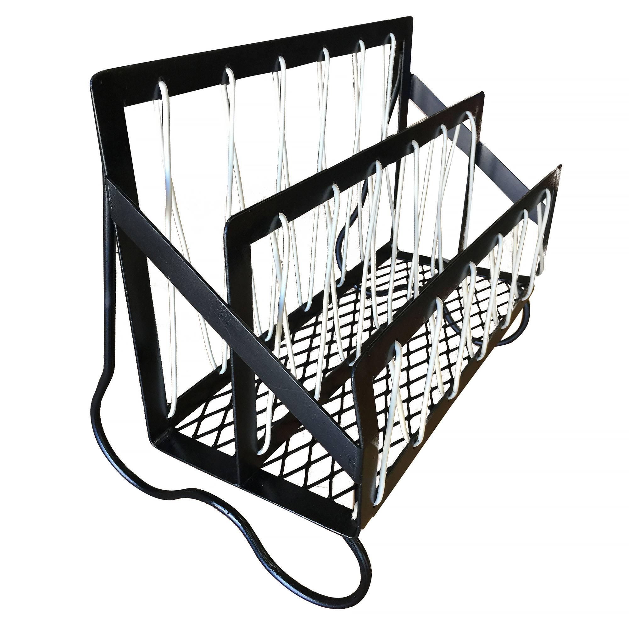 American Walter Lamb Style Iron and Rope Magazine Stand For Sale