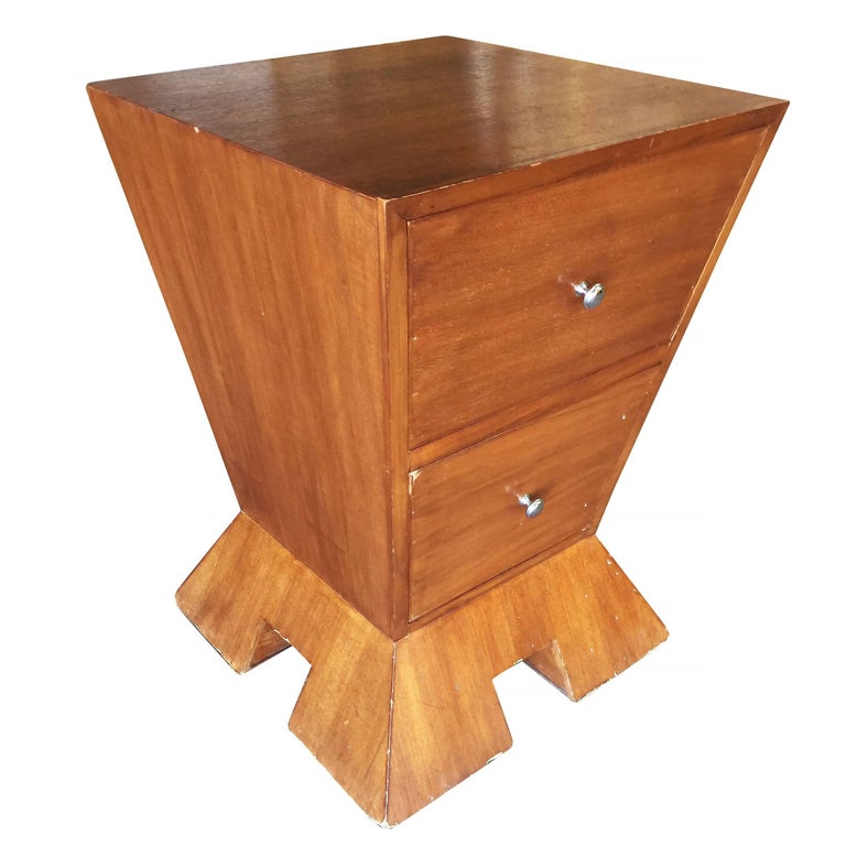 Modernist MidCentury Inverted Triangle Bedside Table For Sale at 1stdibs