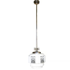 Streamline Ceiling Pendant with Hand-Painted Stepped Globe