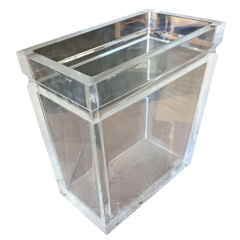 Vintage Clear Lucite Acrylic Trash Can / Bin / Waste Basket at 1stDibs