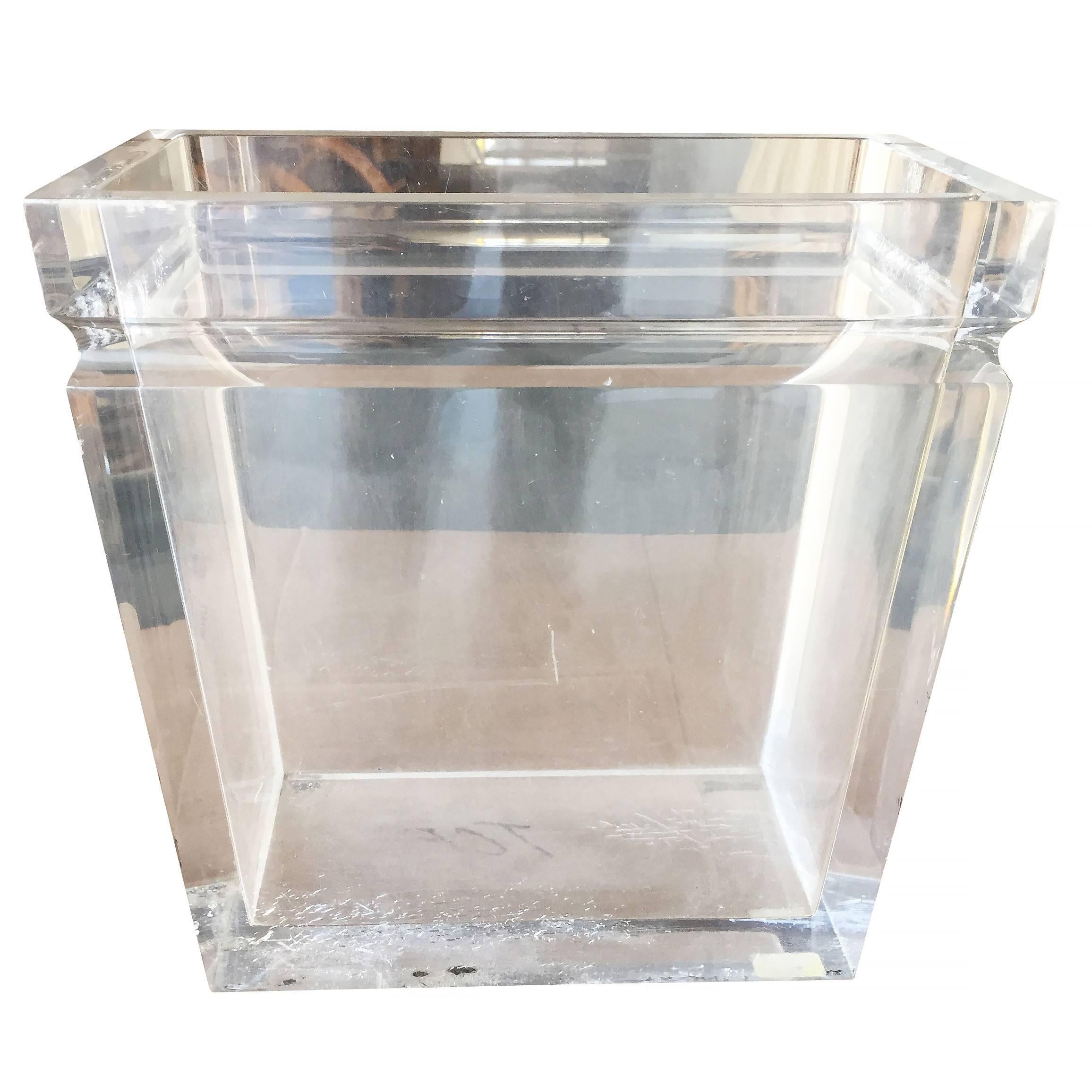 Vintage clear Lucite acrylic waste basket.