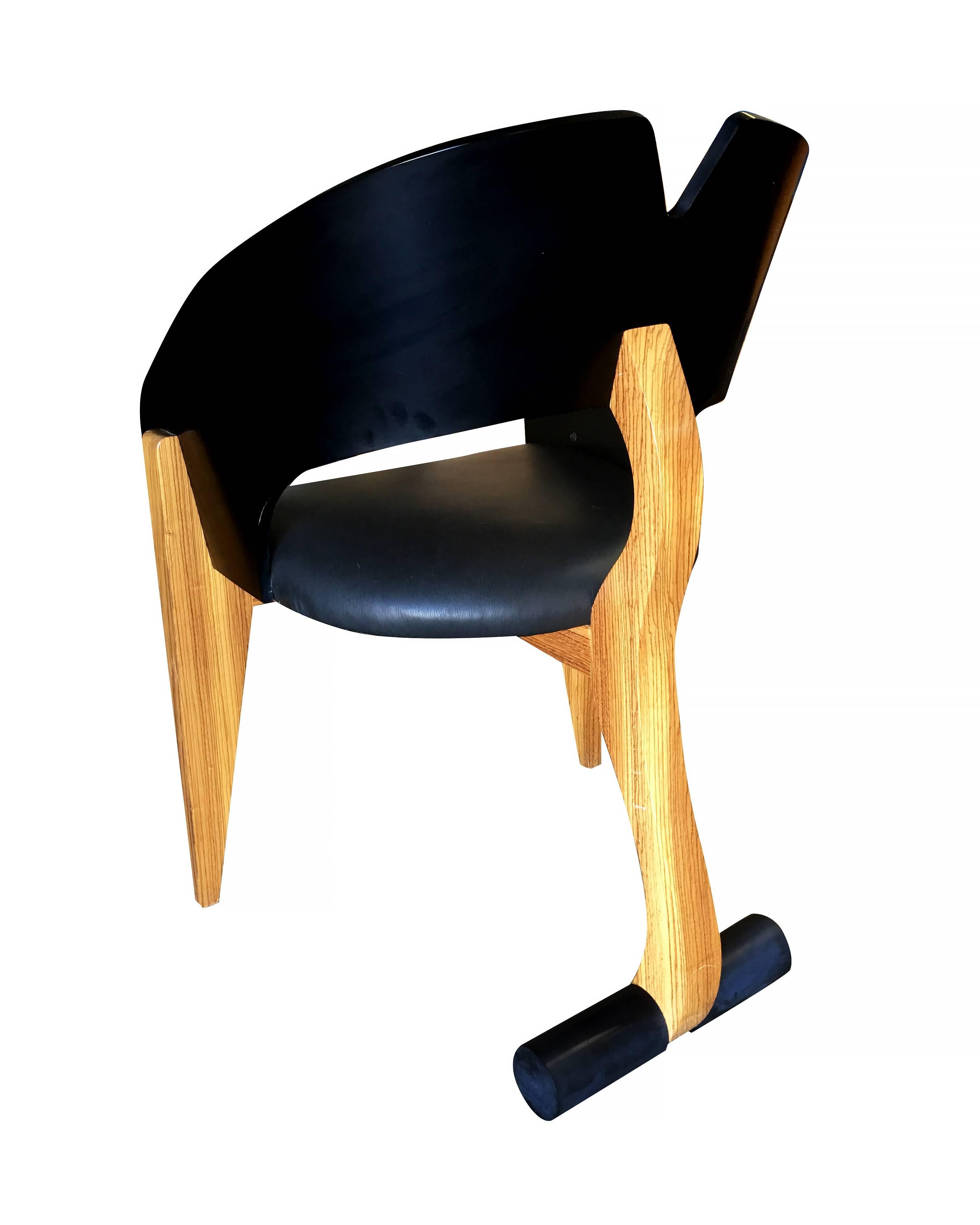 Leather Modernist Chair from the Gallery of Functional Art, circa 1994