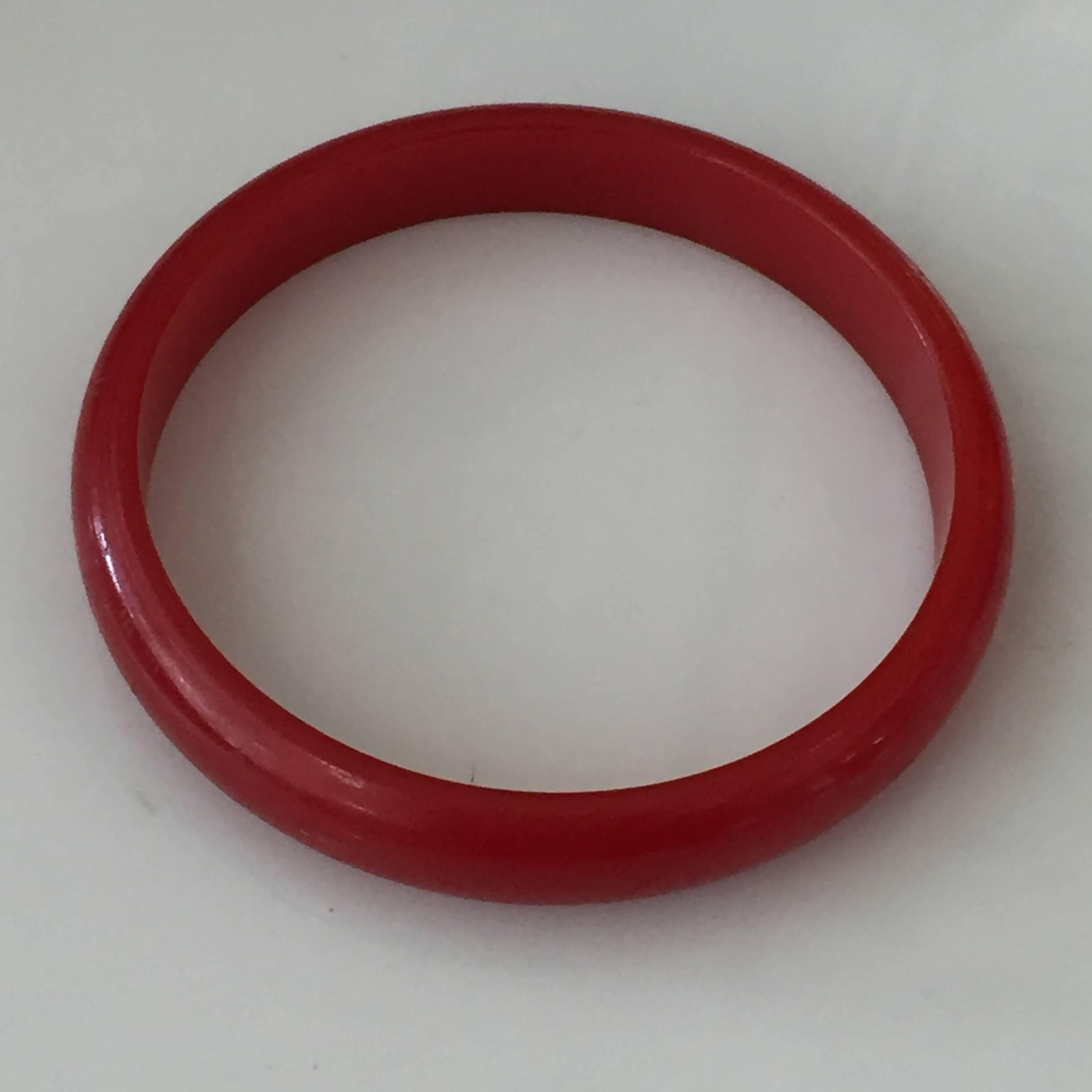 North American Set of Two Cherry Red Bakelite Bangles Bracelets