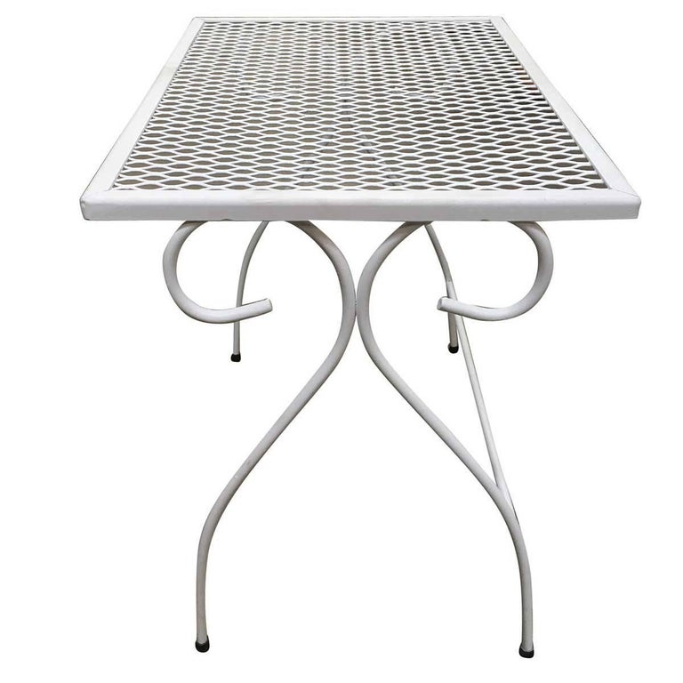 Woodard Mesh Steel Outdoor Patio Side Table Circa 1950 Saay Vintage Outdoor Patio Side Table With Iron Scrolling Base And Steel Mesh Top By The