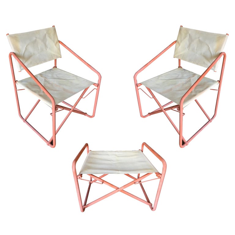 Brown Jordan Nomad Folding Patio Director Chairs And Side Table Brown Jordan Nomad Folding Patio Director Chairs And Side Table Set