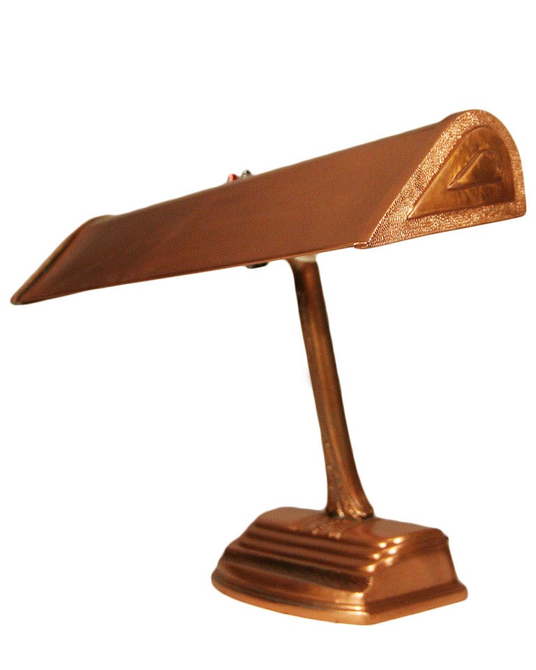 American Copper Art Deco Desk Lamp