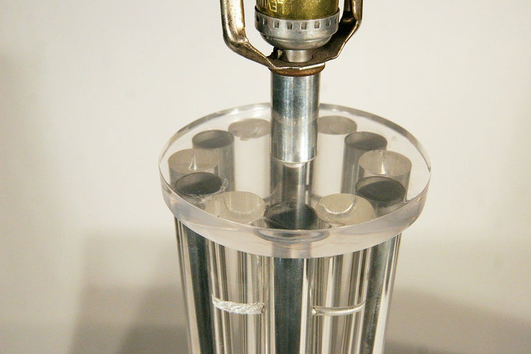 American Columnar Lucite and Aluminum Rods Lamp, in the Style of Charles Hollis Jones