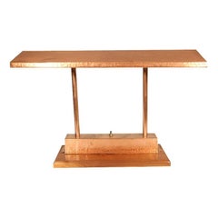 Vintage Craftsman Style Polished Copper Fluorescent Desk Lamp